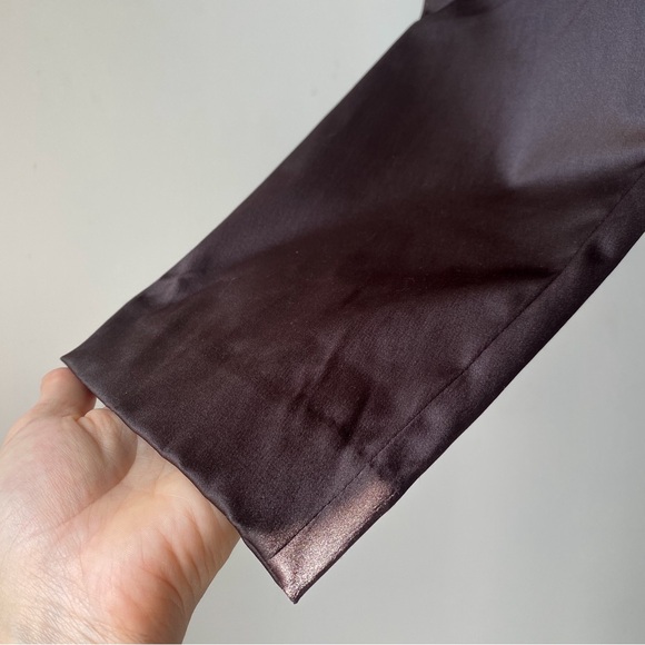 🌿Chocolate Brown Shinny Modern Mid-Rise Suit Pants by Moda - Picture 5 of 7